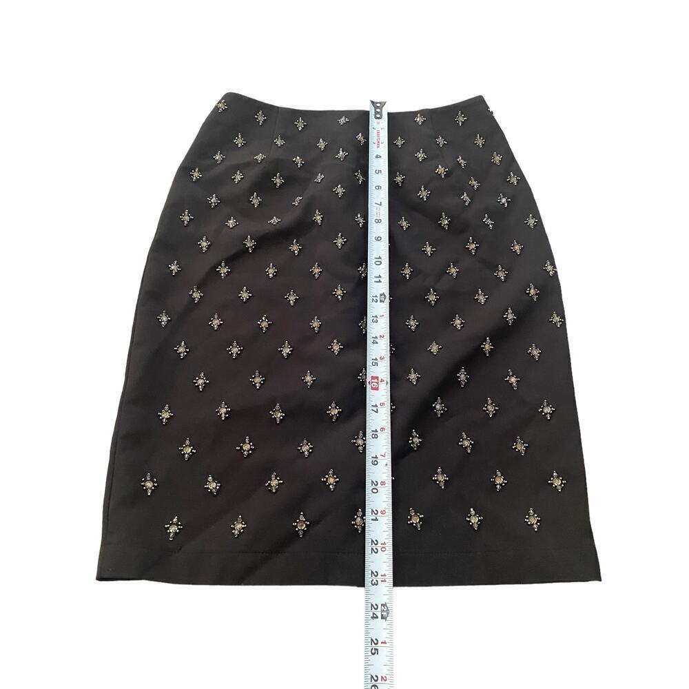 Jovonna Premier Black Embellished Knee-Length Pencil Skirt Size 6
